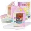 KEYIDO 30 Pezzi Scatole per Dolci Cupcake Gradiente Porta Cupcakes con Finestra Trasparente e Maniglia e Base Singole Scatole Biscotti Kraft per Muffin Torte 2 Adesivi