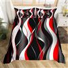 Homemissing Set di biancheria da letto per bambini e ragazzi, con motivo geometrico a spirale, colore rosso, grigio, nero, moderno, con imbottitura interna, grigio e bianco, con 1 federa, per letto singolo