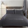 Sienna Set di biancheria da letto con federa per cuscino, morbido e liscio, con bordo in velluto schiacciato, grigio argento, singolo