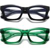 Hubeye 2 Pacco Occhiali da Lettura Donna Rettangolari Retrò alla moda Occhiali Anti Luce Blu con la Custodia in tessuto 2.50