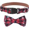 KTWSUEF Collare Natalizio per cane, con Papillon Cane Staccabile, Confortevole collare regolabile per cani, Per Cani di Taglia Piccola Media Grande, Matrimonio, Compleanno, Vacanze Natalizio (L, Rosso+verde)