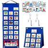 KIKIGOAL Calendario per bambini con 70 schede di routine tedesche e punti in velcro, lavagna visiva, planner settimanale, per la scuola a casa, blu scuro (01-GD06-DE-GM)