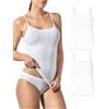 Risalti Canotta Donna Spalla Stretta Bamboo 2 pz - Canottiera Donna Elegante Elasticizzata, Top Intimo Senza Cuciture ed Etichette più Morbido delle Canottiere Cotone, Caraco - Made in Italy