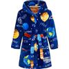 FILOWA Accappatoio Bambini Ragazzo Flanella Vestaglia con Cappuccio Doccia Morbido Pigiama Lungo Spugna Indumenti da Notte per Bambino 7-8 Anni, Blu Pianeta