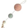 Bobby Plume - Tiragraffi Giochi per gatti in corda riciclata, con palline e piume, da appendere, Rosa, 55x12 CM