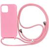 Ququcheng Cover Compatible con iPhone 15 Pro Max(6.7),Cellulare Girocollo Custodia con Cordino TPU corda Silicone Case Bumper per iPhone 15 Pro Max(6.7) Custodia-Pink