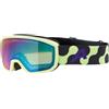 ALPINA SCARABEO JR. Q-LITE - Maschera da sci OTG specchiata per bambini, comfort ottimale grazie al Comfort Frame, protezione UV 100%, lime matt