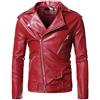 UnoSheng Giacca da motociclista da uomo, in pelle, vintage, da motociclista, impermeabile, antivento, in pelle, invernale, calda, in similpelle, con tasche multiple, con chiusura lampo, Colore: rosso, S