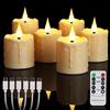 yunsheng Candele LED Ricaricabili Senza Fiamma con Telecomando e Timer 4/6H, Impermeabili, 5 x 7,5 cm, Candele Votive Tremolanti, 6 Pezzi, Avorio, Tipo C, Decorazione per la Casa