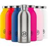 24Bottles Clima Bottle - Borraccia Termica 500 ml Acciaio Inox, Bottiglia Termica Thermos 100% Ermetico (12h Hot 24h Cold) dal Design Italiano, Borracce Termiche Ecologiche, Water Bottle Brushed Steel