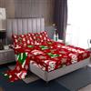 Homewish Set di lenzuola invernali con pupazzo di neve e albero di Natale, per ragazzi e ragazze, adulti, motivo natalizio con pupazzo di neve, 1 lenzuolo piano, 1 lenzuolo con angoli + 2 federe