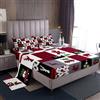 Homewish Set di lenzuola con motivo natalizio a quadri con renna, orso, alci, rosso, nero, grigio, con grazioso Babbo Natale, lenzuolo con angoli, per camera da letto per ragazzi, ragazze, adulti,
