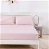 Jemiipee Lenzuola con Angoli in Tinta Unita, Letto Singolo 120x200 cm - Lenzuola Sotto con Angoli Transpirante e Lavabile in Microfibra Morbida, Rosa Chiaro
