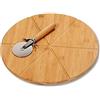 Kesper 58462 - Tagliere rotondo per pizza con rotella tagliapizza, in bambù, certificato FSC, diametro 32 cm, spessore 1,5 cm