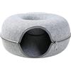 WUURAA Per letto a tunnel per gatti Chiusura con zip Tubo da gioco staccabile Giocattolo condominio con foro di sbirciatura nascondiglio in feltro morbido per gattino Piccolo animale domestico Tunnel letto