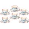 Tognana Metropolis Tirreno, Set 6 Tazze Caffè con Piattino, Stoneware, Multicolore