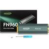 Fikwot FN960 512GB M.2 2280 PCIe Gen4 x4 NVMe 1.4 Unità interna a stato solido con dissipatore di calore - Velocità fino a 4800MB/s, Cache SLC dinamica, SSD Interno Compatibile PS5