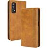TANYO Cover Custodia Folio in Pelle per Oppo Realme 7 4G (Not for 5G Version), Premium PU/TPU Portafoglio Case con Slot per Schede, Flip Wallet Libro - Marrone
