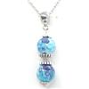 ThurColas Collana da donna con pendente in perle di giada bianca tinta blu e viola e perline tibetane