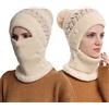 YAMEE Passamontagna in Maglia Invernale da Donna,Balaclava Uomo Traspirante Maschera Antivento,Ski Mask Invernale Unisex Morbida,Cappello da Passamontagna Caldo Lavorato a Maglia con Scaldacollo