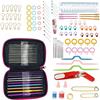 Changyeah kit accessori,125 pezzi accessori per maglieria all'uncinetto,Tutto-in-Uno Alta Qualità Uncinetto Astuccio,Maglieria Uncinetto Multicolore con Borsa Rosa portatile, Impugnatura Ergonomica