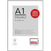DEHA Design cornice per foto, 59,4 x 84,1 cm (A1), alluminio, Argento opaco, cornice per posterper appenderein formato verticale e orizzontale, vetro sintetico, Boston