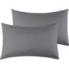 Poligino Federe Cuscini Letto Matrimoniale 50 x 80 cm,Coppia Federe in Microfibra Chiusura a Busta - Grigio Scuro