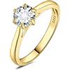JewelryPalace 0.5ct Classic Anello Solitario Donna Argento 925 con Creato Moissanite, Diamante Simulato Anelli Dorati con Pietra Rotonda, Semplice Fedine Fidanzamento in Oro Set Gioielli Donna 9.5