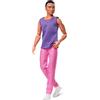 Barbie - Signature Looks, Ken snodato con capelli neri, outfit con top viola a rete e pantaloni rosa, look alla moda esclusivo da collezione, giocattolo per bambini, 6+ anni, HJW84