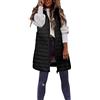 HaicoM Gilet da donna lungo da donna, invernale, sottile e leggero, senza maniche, casual, tinta unita, con cerniera completa, giacca trapuntata, elegante, con cuciture e tasche, Nero , M