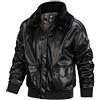 YAOTT Uomo Giacca in Pelle da Motociclista in Similpelle con Collo di Pelliccia, Giubbotto Spessa Caldo Cappotto Bomber Invernale con Tasca con Bottone Nero XS
