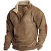 XUSAI Felpa da Uomo Country Vintage Tinta Unita Sportiva Casual da Esterno 1/4 Zip Felpa da Cowboy Occidentale Felpa con Cappuccio,Marrone,L