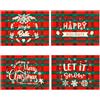 NQEUEPN 4 Pezzi Tovagliette Natalizie, Tovaglietta Scozzese Rossa e Verde 32 x 45 cm Motivi Elementi Natalizi e Testo Biancheria Tovagliette Invernali Decorazioni da Pranzo Cucina Feste