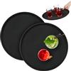 Relaxdays Vassoio Antiscivolo, Set da 2, Rotondo Ø 40 cm, da Portata, per Servizio Ristorante, Bar, Cucina Casa, Nero