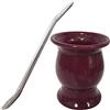 Gaucho Bruno Set Tazza per Yerba Mate e Cannuccia Tazza di Forma Tradizionale stile Zucca a Fiasco in Ceramica, Cannuccia Bombilla in Acciaio Inossidabile