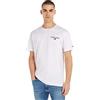 Tommy Jeans T-shirt Uomo Maniche Corte Classic Linear Back Print Scollo Rotondo, Bianco (White), XXS