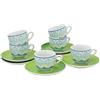 Tognana OM085015456 Set 6 Tazze Caffè Olimpia Ginger, Porcellana, Verde/Azzurro, 7 x 7x7 cm, 12 Unità