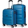 ITACA - Set valigie - Set Valigie Rigide Offerte. Valigia Grande Rigida, Valigia Media Rigida e Bagaglio a Mano. Set di Valigie con Lucchetto Combinazione TSA, Blu