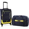 Nautica Pathfinder - Set di 2 valigie Softside (bagaglio a mano + borsone), Navy/Giallo, 13.75 x 7 x 2E+1 inches, Pathfinder - Set di valigie Softside, 2 pezzi