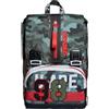 Seven Zaino Scuola Estensibile, Camouflage Verde, Crew, Zaino Doppio Scomparto Estensibile Tramite Zip Laterali, Scuola, Bambino