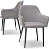 FRANKYSTAR Milano - Set di 2 sedie di design in leatherette imbottita color grigio antracite. Set di 2 sedie da pranzo, ufficio, studio. Sedute con braccioli in ecopelle