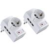 Electraline 92208 set 2 Adattatore triplo salvaspazio 2 prese bivalenti 10/16A e 1 schuko spina piccola 10A con interruttore riduttore