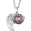 Morella Catenina Donna Angelo Custode in Acciaio Inox 70 cm con Ciondolo ad Ali di Angelo e Sfera Rossa Ø 16 mm in Sacchetto di Velluto