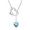 Qings Collana Cuore Donna Argento 925 Acquamarina Collana Ciondolo a Cuore Pietra Portafortuna Marzo Birthstone con Zirconia Brillante Natale Compleanno Gioielli Regalo per Ragazze Madre Figlia