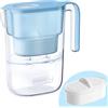 Waterdrop Caraffa Filtrante per Acqua da Frigo Elfin con Filtro per 3 Mesi, 2,5L, Riduce Fluoruro, Cloro e Altro, Certificata NSF, Senza BPA, Blu (Filtro di Ricambio: WD-PF-01A Plus)