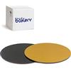 Decora, 5933113 Confezione da 50 Piatti Torta da Ø cm 28 X 3 H mm, Colore Oro E Nero, in Cartone, Rivestiti con pellicola impermeabile, Ideale per Presentare e Servire Dolci