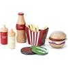 Toywoo Cibo da gioco in legno per bambini Set di hamburger Fast Food ToyPlay Accessori da cucina per i più piccoli Giocattolo Cibo Regalo per Ragazzi Ragazze Giocattoli Educativi