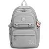 JANSBEN Zaino Scuola elementare Media Impermeabile Zaini Bambini Bambina Ragazzo adolescente Multi-tasca 30L (Grigio)