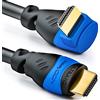 deleyCON 5m Cavo HDMI Angolato (Angolo 90°) - UHD 4K HDR 1080p 2160p EARC - per TV, Soundbar, Monitor, PC, Laptop, Proiettore, PS5, Xbox - Nero