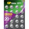 GP CR2025 - Set da 20 | GP Extra | Batterie al Litio a bottone CR 2025 da 3V - Lunga Durata